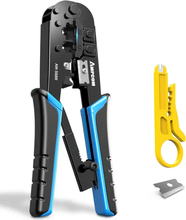 Multifunction RJ45/RJ11 Crimping Tool for 8P/6P Modular Connectors