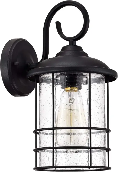 Narrow 5" Black Outdoor Wall Sconce — 12.25" Farmhouse Style