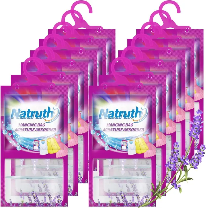 NATRUTH 12-Pack Hanging Dehumidifier Bags with Lavender Scent