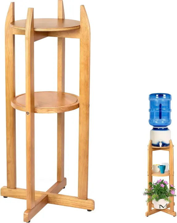 Natural Solid Wood Water Dispenser Floor Stand — 32.8" High