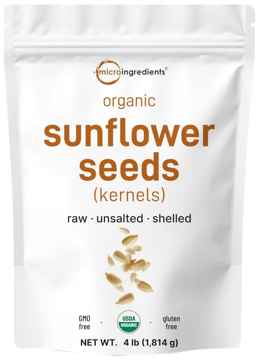 Organic Sunflower Seeds — 4 lb Raw, Shelled & Unsalted Kernels