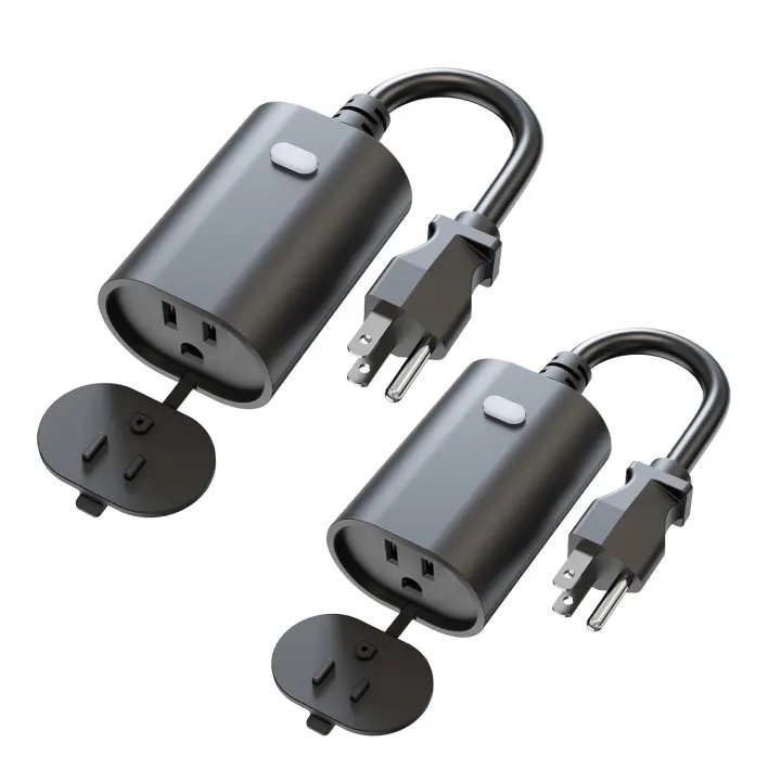 Outdoor Smart Plug 2-Pack — IP65, 2.4GHz Wi‑Fi Weatherproof Outlets