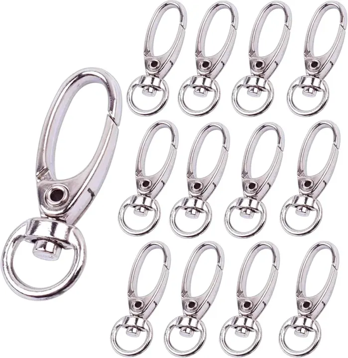 Pack of 50 D Swivel Trigger Lobster Clasp Hooks — Metal Key Rings