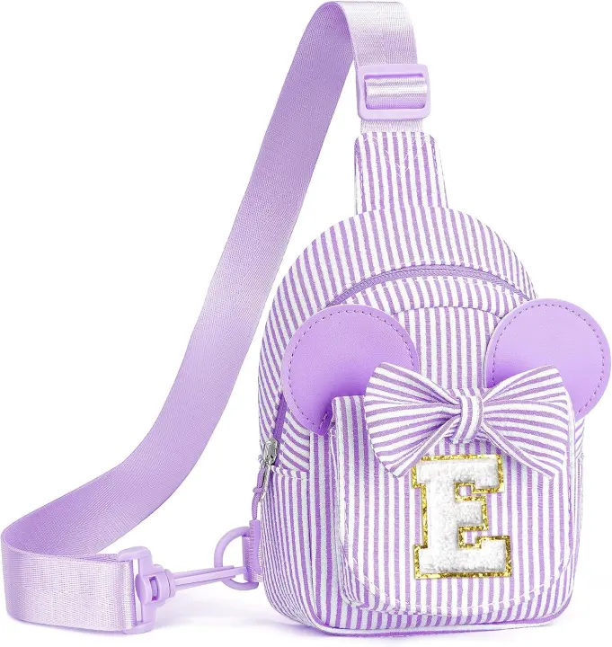 Personalized Initial Sling Bag for Girls — Purple Crossbody