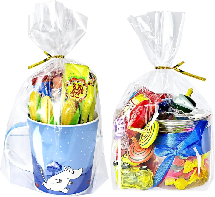 PigPotParty Clear Cellophane Gift Bags 8x11 in — 100-Pack