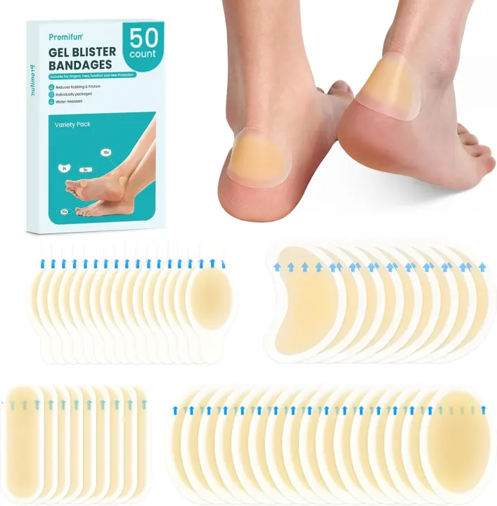 Promifun Hydrocolloid Blister Bandages — 50-Pack Gel Pads