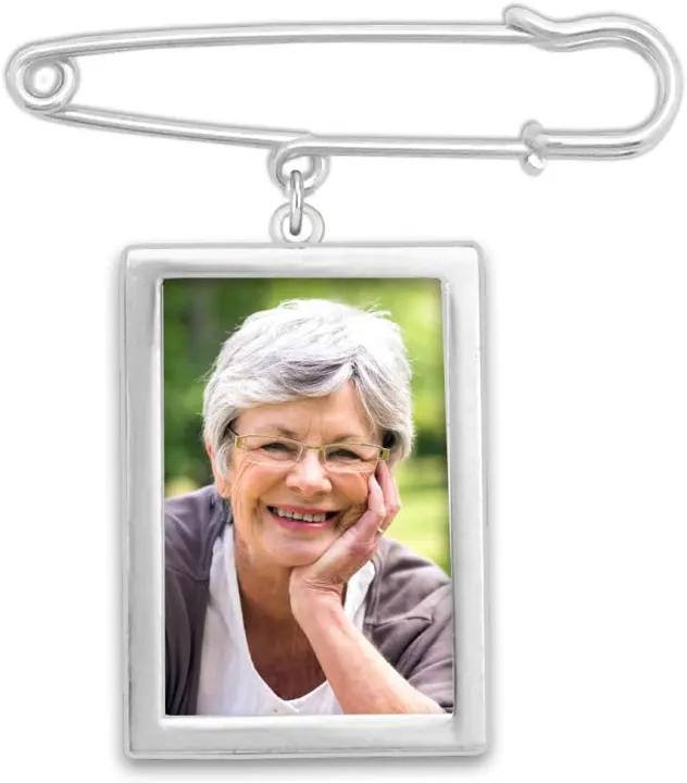 Rectangle Memorial Boutonniere Photo Pin Set — Wedding Keepsake