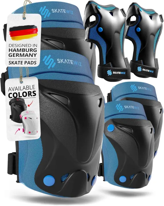 SKATEWIZ 6-Piece Protective Pads — Knee, Elbow & Wrist Set with Carry Bag