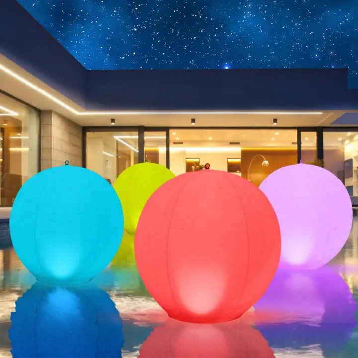 Solar Floating 14-inch Inflatable LED Pool Lights — Waterproof Spheres