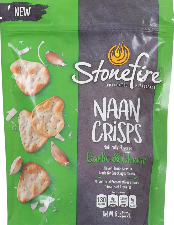 Stonefire Garlic & Cheese Naan Crisps — 6 oz Bag