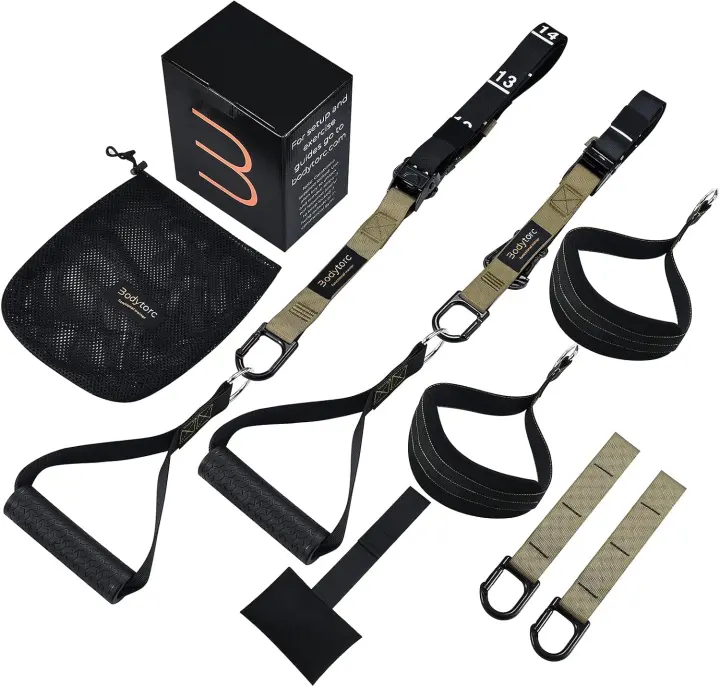 Suspension Trainer Kit — Straps, Door Anchor, Extension Arms & Foot Cradles