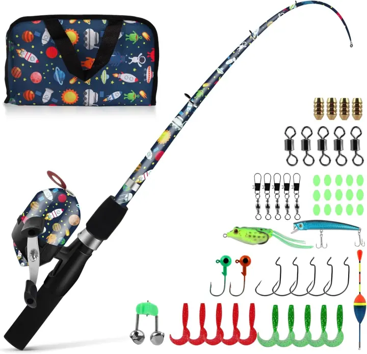 Telescopic Kids Fishing Pole Set — Portable, Universe Travel Design