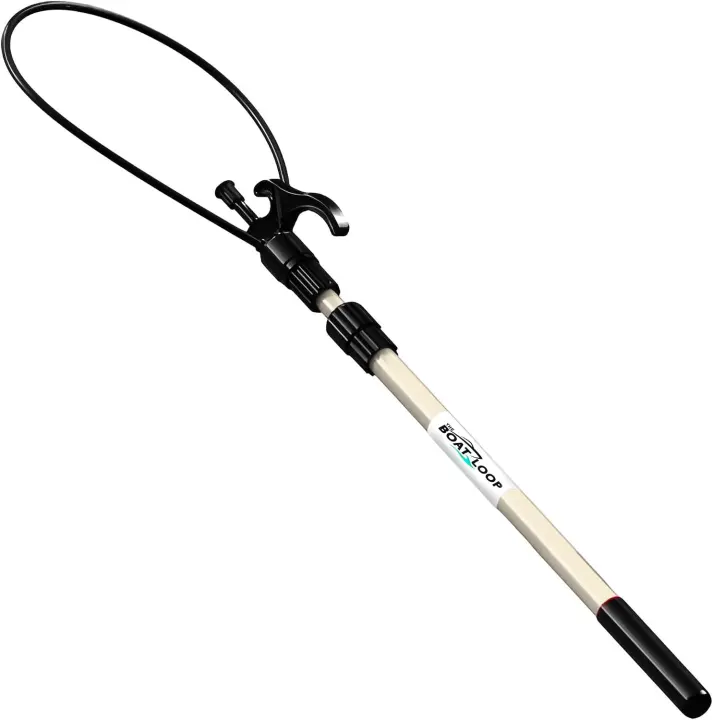 Telescoping Boat Hook with Flexible Loop & Quick-Lock — Fiberglass/Carbon Pole