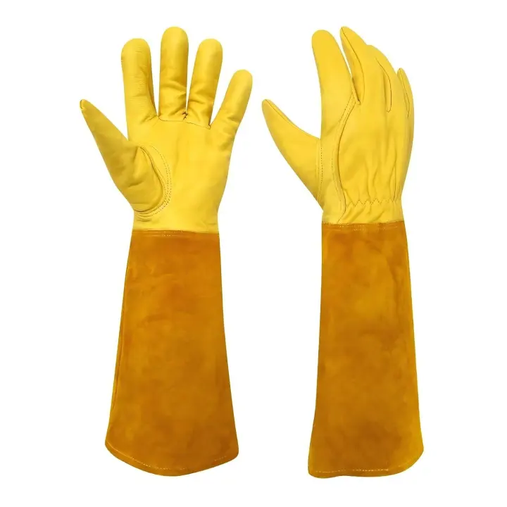 Thorn-Resistant Cowhide Gardening Gloves — Long-Sleeve Pruning Gloves