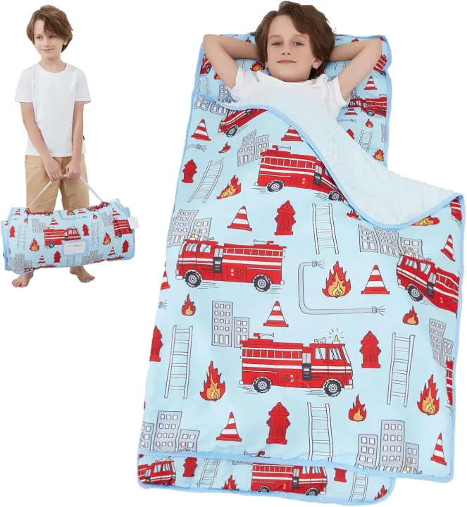 Toddler Nap Mat & Kids Sleeping Bag with Pillow and Minky Blanket
