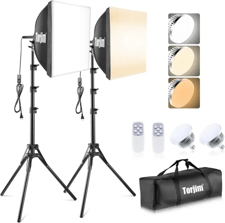 Torjim Softbox Lighting Kit — 16 x 16 Softboxes with 85W Bulbs