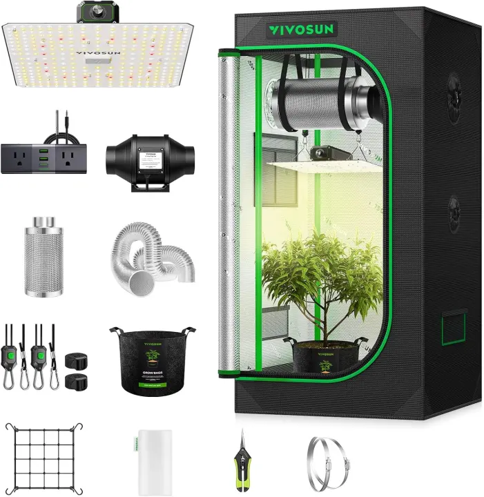 VIVOSUN 2x2 Grow Tent Kit — 100W Full-Spectrum LED System