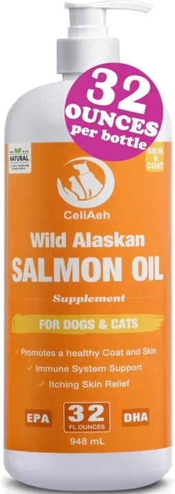 Wild Salmon Oil for Dogs & Cats — 32 oz Omega-3 Liquid Supplement