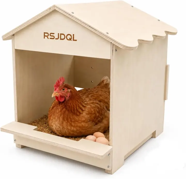 Wooden Chicken Nesting Box with Removable Liner — Single-Hen Coop