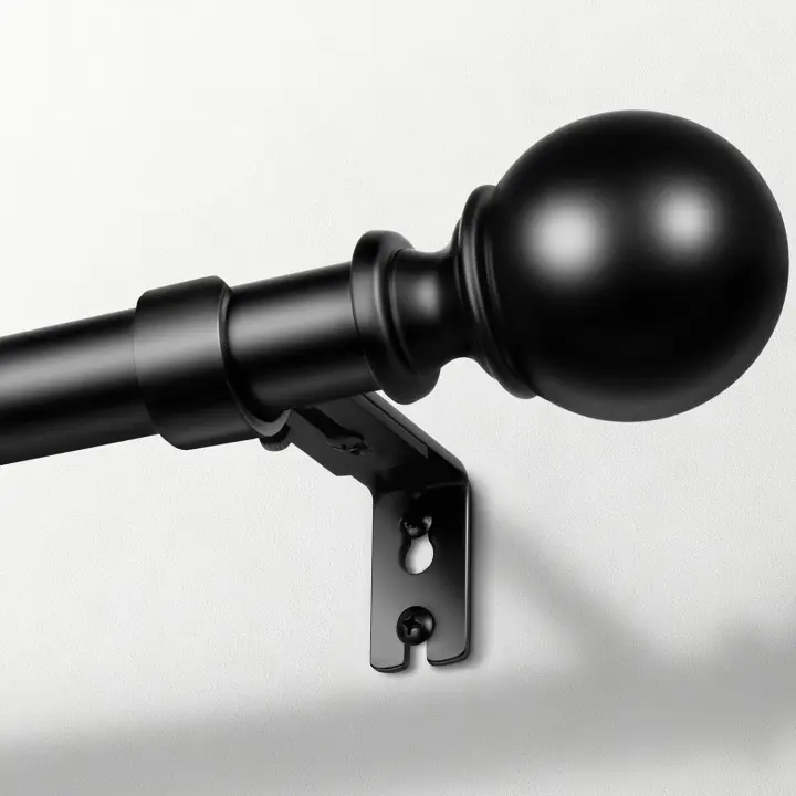 Zeerobee 1-Inch Adjustable Curtain Rod — 32–86 in, Black