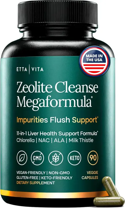 Zeolite Binder Supplement with Clinoptilolite, Chlorella & NAC — 90 Capsules