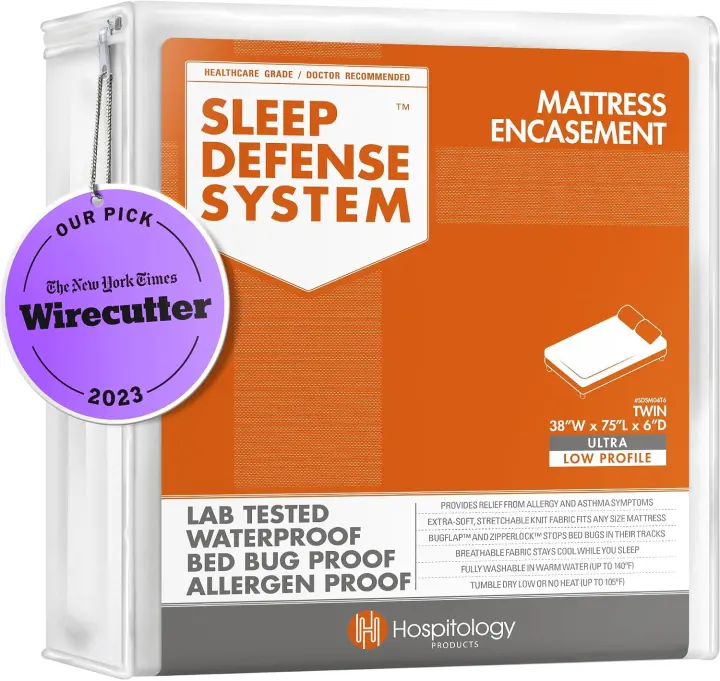 Zippered Twin Mattress Encasement — Ultra-Low Waterproof Protector