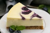 Velvet Blueberry Swirl Cheesecake