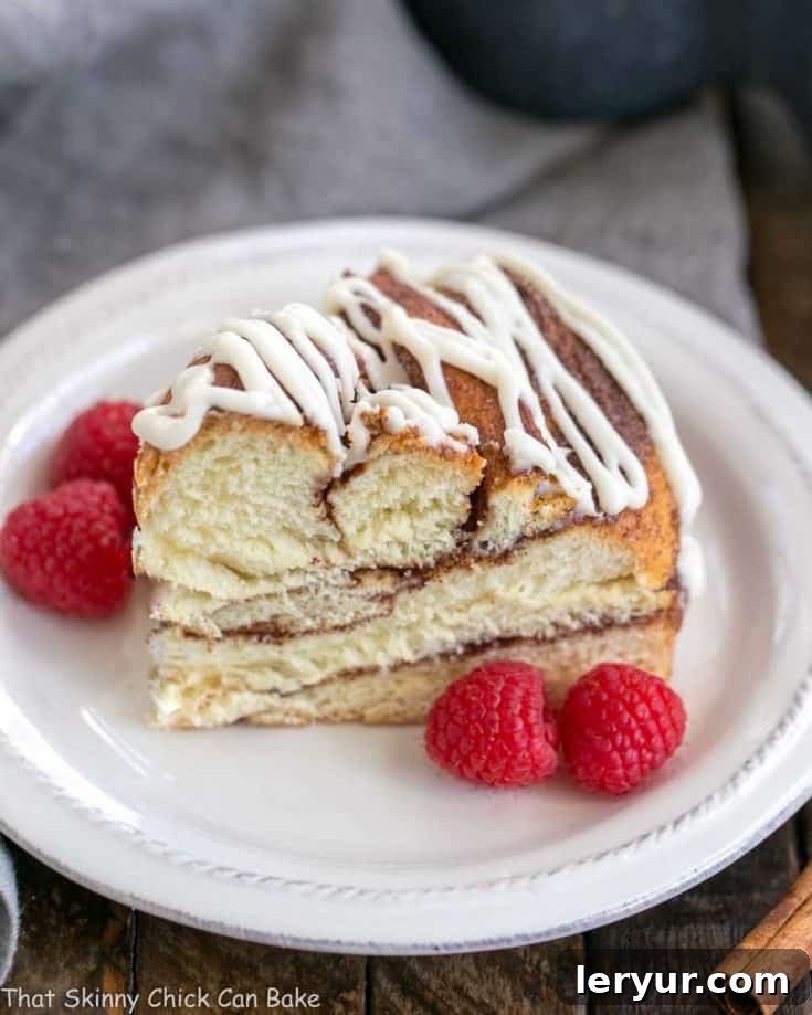 A piece of cinnamon twist bread on a plate