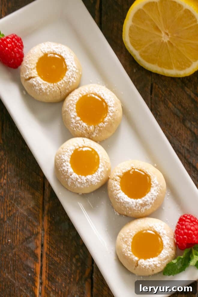 Sunny Lemon Impressions 9 Overhead view of lemon thumbprints on a white tray w/o watermark.