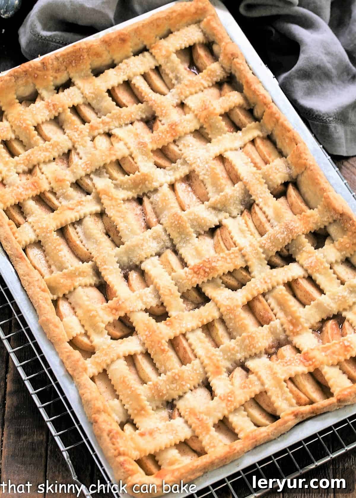 Overhead view of Cinnamon Apple Squares in a jelly roll pan.