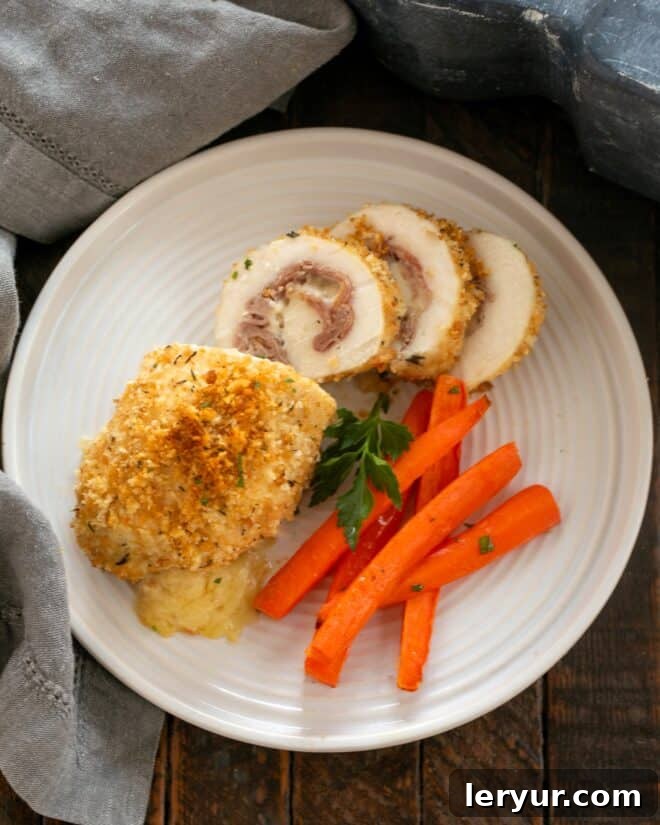 Step 8 making chicken cordon bleu.