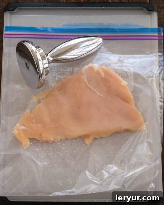 Step 1 making chicken cordon bleu