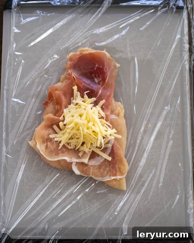 Step 2 making chicken cordon bleu