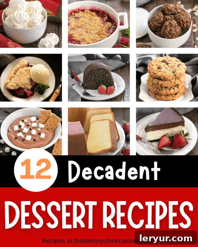 Top Dessert Recipes collage featuring nine delicious dessert photos above a descriptive text box.