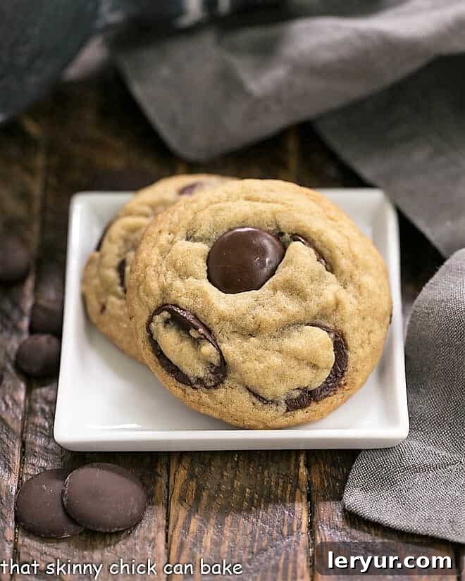 Southern Living's BEST Chocolate Chip Cookies on a square white plate