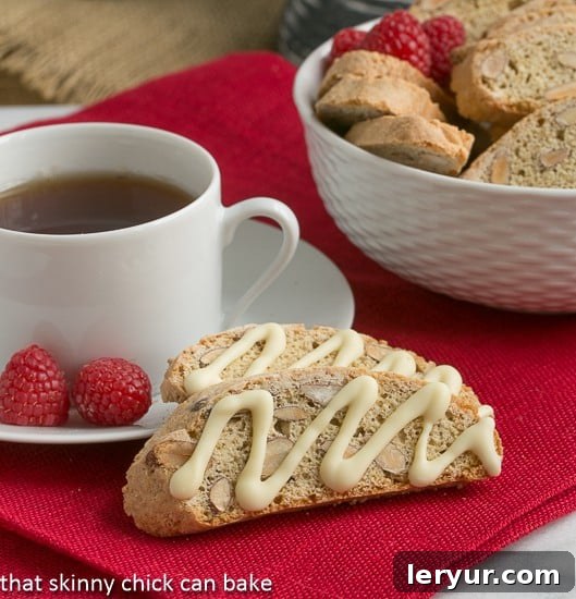 Cantuccini next to a cup of hot tea