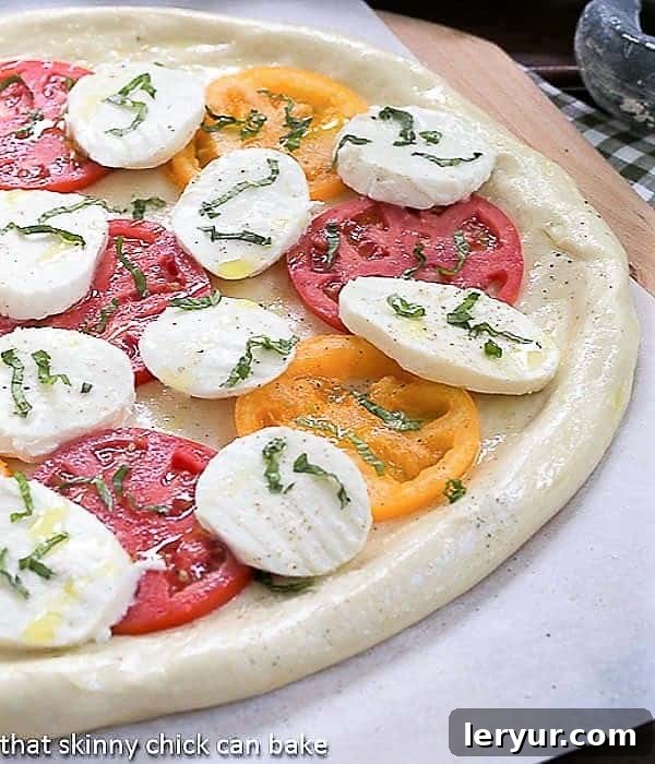 Pizza Margherita ready for the oven