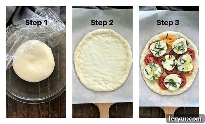 Margherita Pizza process shots.