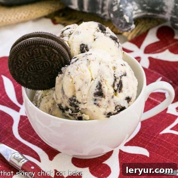 Homemade Oreo Ice Cream | Dreamy vanilla ice cream with generous chunks of Oreo cookies!