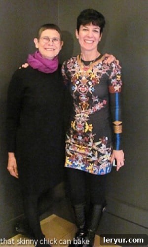 A heartwarming photo of Dorie Greenspan and Liz, capturing a moment of friendship and shared culinary passion at the IFBC.