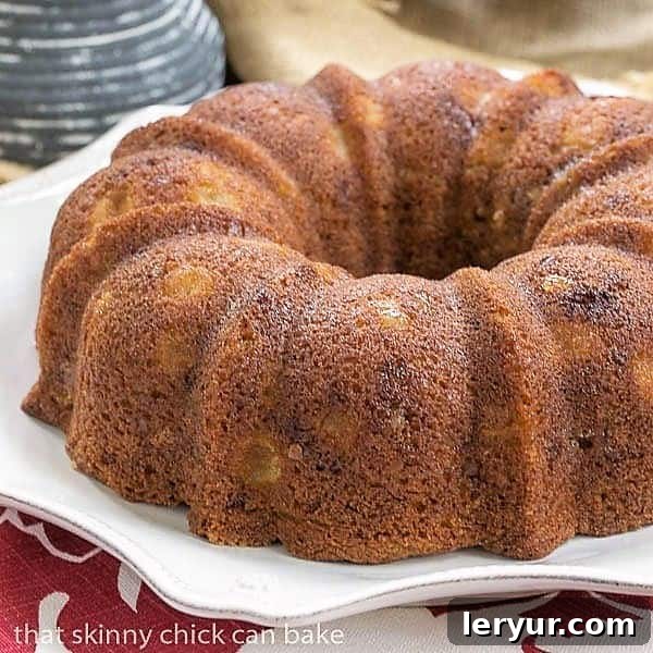 Apple Ginger Coffee Cake - A moist, delectable brunch, breakfast or dessert recipe! Full of autumn spices and crystallized ginger. Apple Ginger Coffee Cake on a pristine white serving plate, elegantly sliced