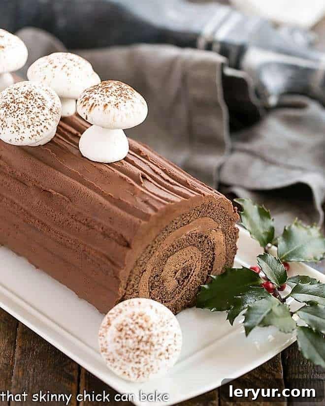 Traditional Bûche de Noël (Yule Log) dessert