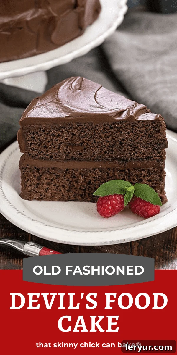 A classic devil's food cake recipe - rich and decadent layer cake with lots of chocolate buttercream Devil's Food Cake photo and text collage