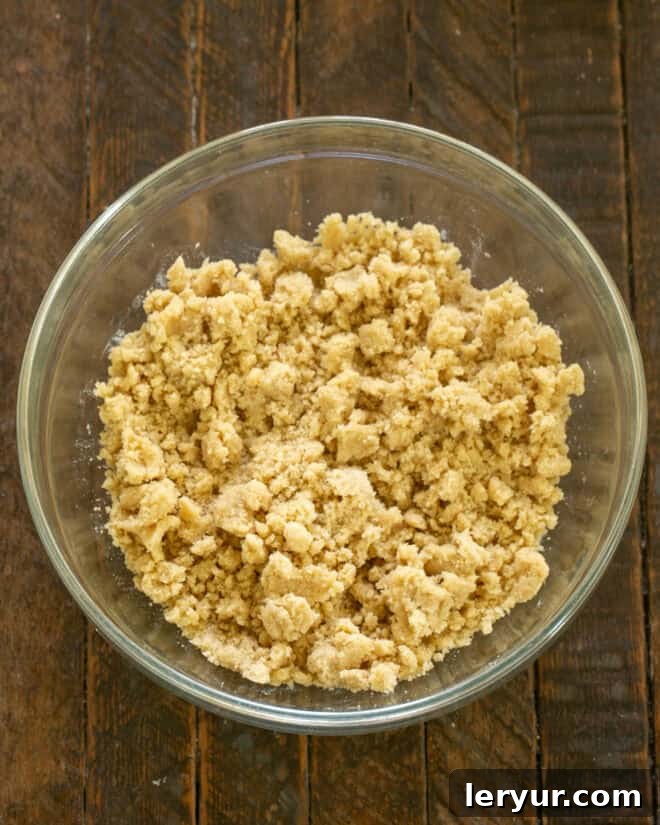 Apple crisp topping ingredients mixed.