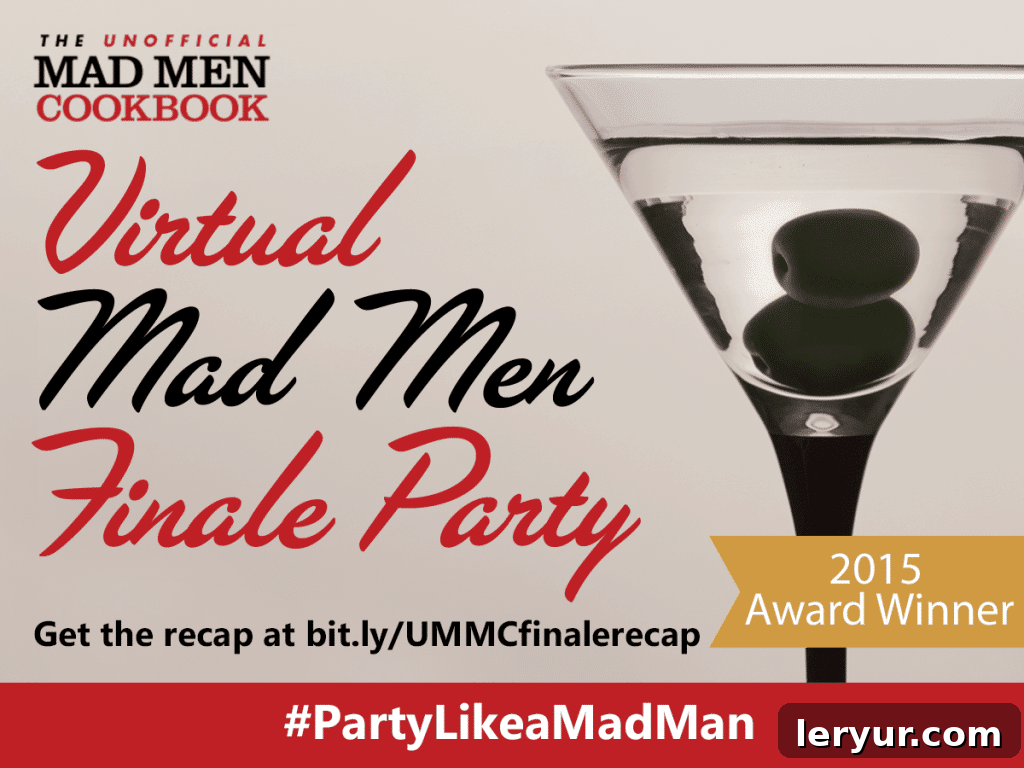 Cocoa Fudge Cake from the Mad Men Cookbook is perfect for chocolate lovers Mad Men Party Logo, representing a virtual event celebration