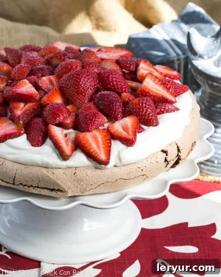 Delicious Chocolate Pavlova with Strawberries