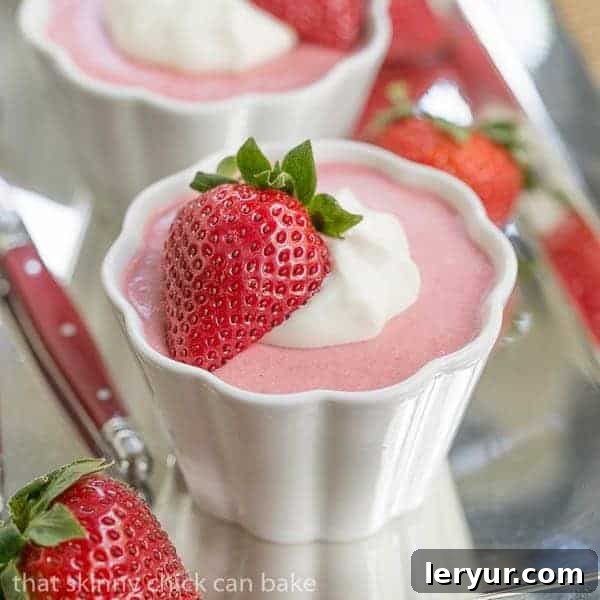 Easy Strawberry Mousse | A sweet, creamy, light as air spring and summertime berry dessert.