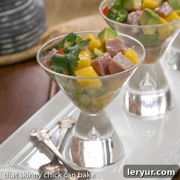 Sticky Brown Sugar Rhubarb Flip Cake 3 Tuna and Mango Ceviche