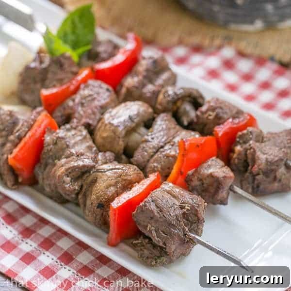 Tender Grilled Beef Steak Kabobs with a simple, flavor packed marinade