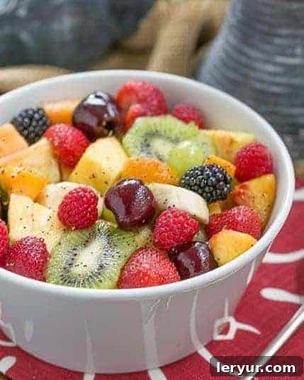 Zesty Honey-Lime Fruit Medley 6 A perfectly prepared Honey Lime Fruit Salad ready to be served.